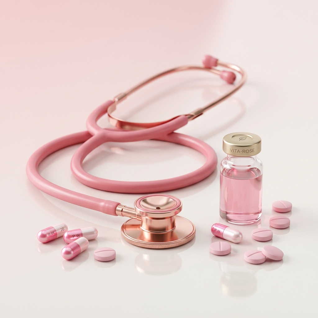 Priyanka4Pharma 3D Composition with Stethoscope, Medication Vial, Capsules and Tablets